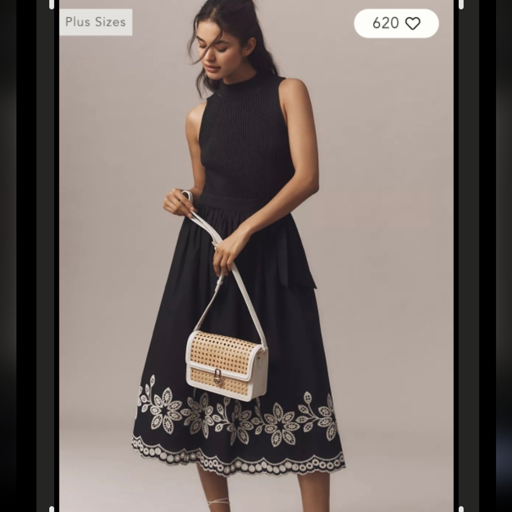En Saison Isidora Sleeveless Embroidered Midi Dress NWT